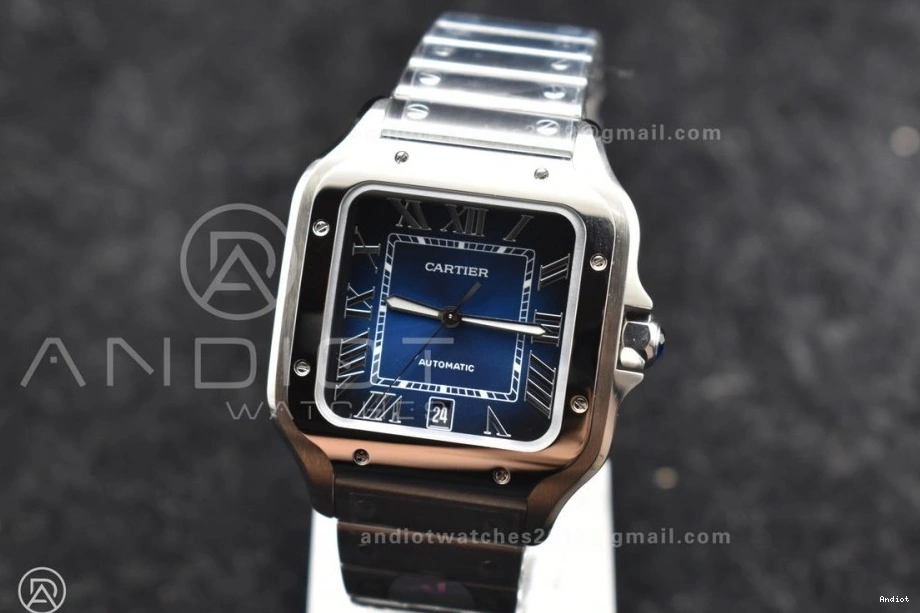 Blue 1:1 Santos BVF Best SS SmartLinks Dial Cartier Bracelet Edition on 9015 MIYOTA V2 de 40mm SS 0119